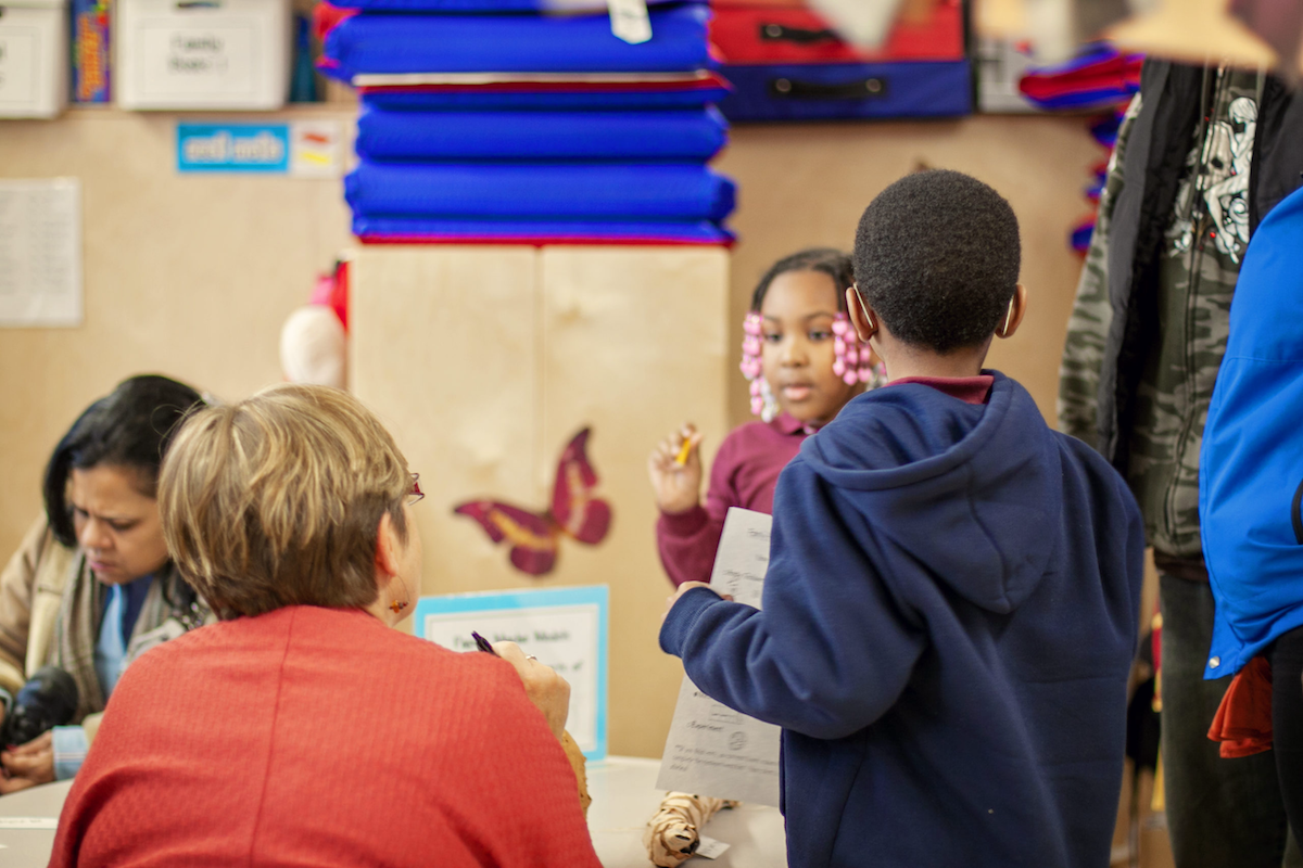 Jinny Chalmers in the classroom.
